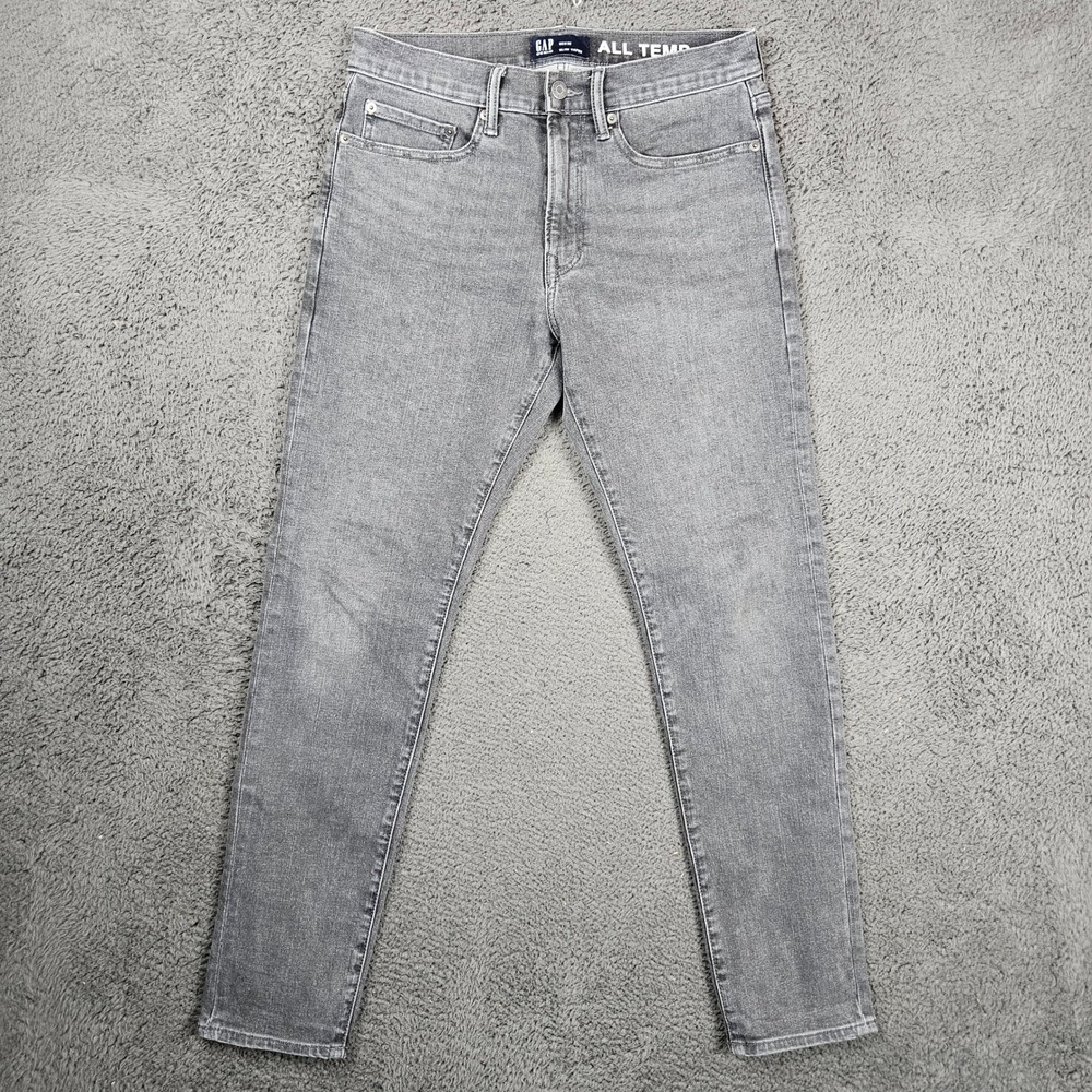 Gap All Temp Mens 32x32 Slim Taper Jeans Gray Stretch Denim Faded Wash Pants